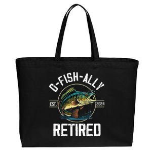 Fisherman Fishing Retirement Gift Ofishally Retired 2024 Cotton Canvas Jumbo Tote