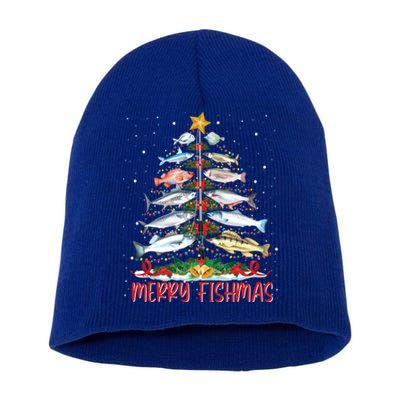 Fish Fishing Rod Christmas Tree Fisher Merry Fishmas Gift Short Acrylic Beanie