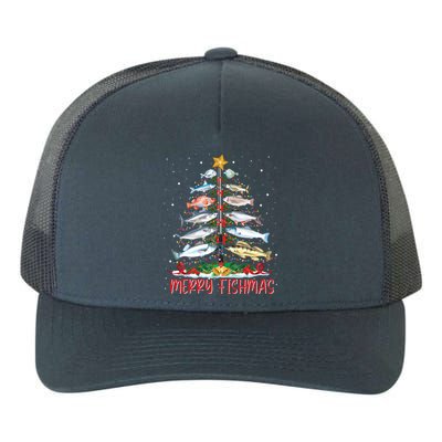 Fish Fishing Rod Christmas Tree Fisher Merry Fishmas Gift Yupoong Adult 5-Panel Trucker Hat