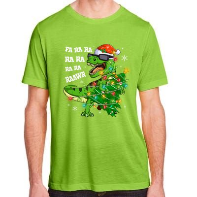 Funny Fa Ra Ra Ra Rawr T Rex Christmas Tree Lights Xmas Pjs Gift Adult ChromaSoft Performance T-Shirt