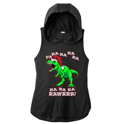 Funny Fa Ra Rawr Christmas Holiday Trex Santa Dinosaur Gift Ladies PosiCharge Tri-Blend Wicking Draft Hoodie Tank