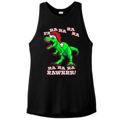 Funny Fa Ra Rawr Christmas Holiday Trex Santa Dinosaur Gift Ladies PosiCharge Tri-Blend Wicking Tank