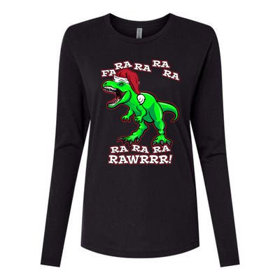 Funny Fa Ra Rawr Christmas Holiday Trex Santa Dinosaur Gift Womens Cotton Relaxed Long Sleeve T-Shirt