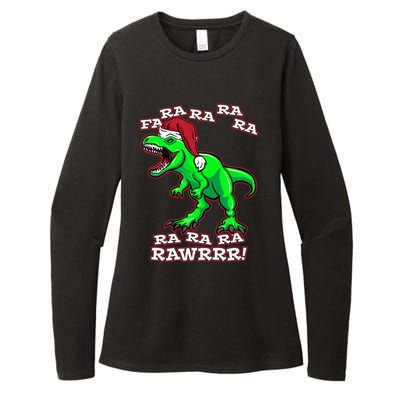 Funny Fa Ra Rawr Christmas Holiday Trex Santa Dinosaur Gift Womens CVC Long Sleeve Shirt