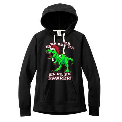 Funny Fa Ra Rawr Christmas Holiday Trex Santa Dinosaur Gift Women's Fleece Hoodie