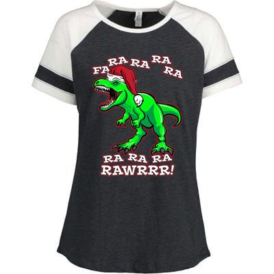 Funny Fa Ra Rawr Christmas Holiday Trex Santa Dinosaur Gift Enza Ladies Jersey Colorblock Tee