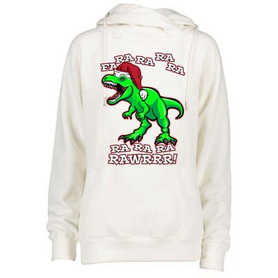 Funny Fa Ra Rawr Christmas Holiday Trex Santa Dinosaur Gift Womens Funnel Neck Pullover Hood