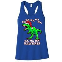 Funny Fa Ra Rawr Christmas Holiday Trex Santa Dinosaur Gift Women's Racerback Tank