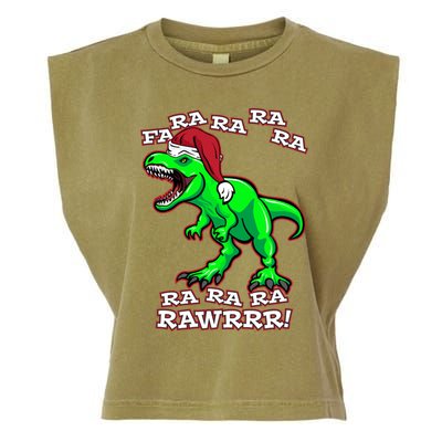 Funny Fa Ra Rawr Christmas Holiday Trex Santa Dinosaur Gift Garment-Dyed Women's Muscle Tee