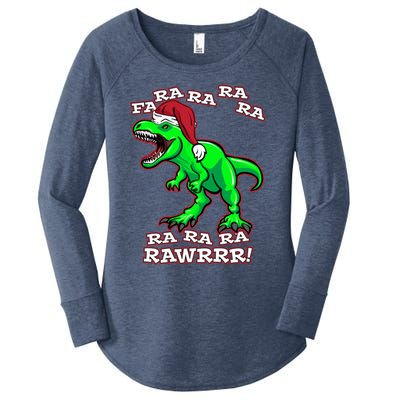 Funny Fa Ra Rawr Christmas Holiday Trex Santa Dinosaur Gift Women's Perfect Tri Tunic Long Sleeve Shirt