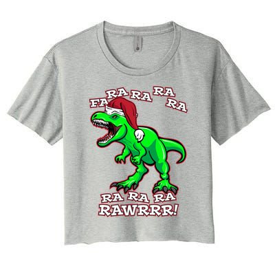 Funny Fa Ra Rawr Christmas Holiday Trex Santa Dinosaur Gift Women's Crop Top Tee