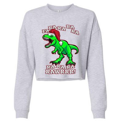 Funny Fa Ra Rawr Christmas Holiday Trex Santa Dinosaur Gift Cropped Pullover Crew