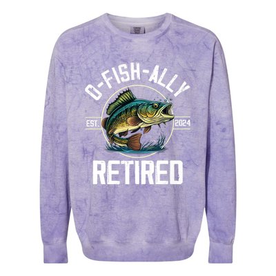 Fisherman Fishing Retirement Gift Ofishally Retired 2024 Colorblast Crewneck Sweatshirt