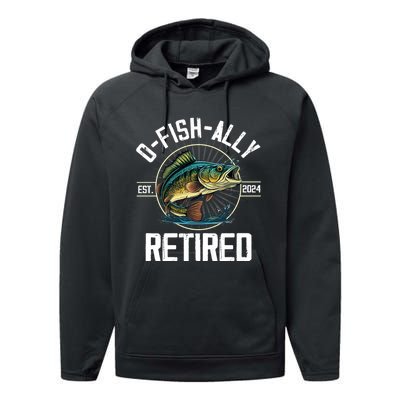 Fisherman Fishing Retirement Gift Ofishally Retired 2024 Performance Fleece Hoodie