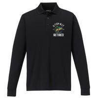 Fisherman Fishing Retirement Gift Ofishally Retired 2024 Performance Long Sleeve Polo