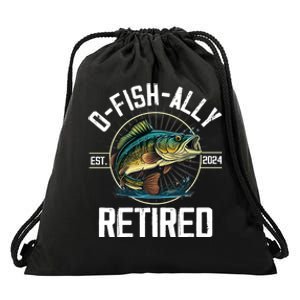 Fisherman Fishing Retirement Gift Ofishally Retired 2024 Drawstring Bag