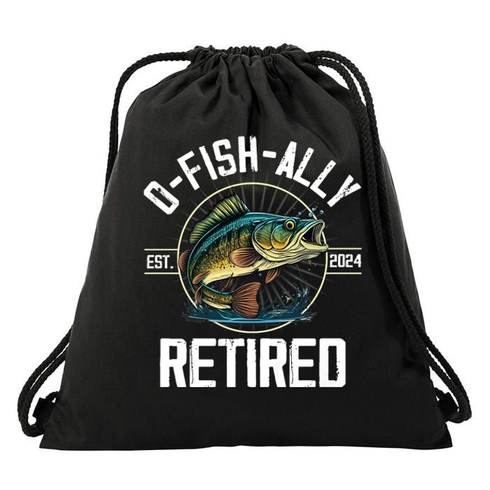 Fisherman Fishing Retirement Gift Ofishally Retired 2024 Drawstring Bag