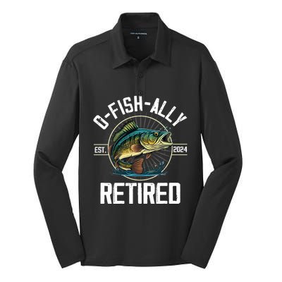 Fisherman Fishing Retirement Gift Ofishally Retired 2024 Silk Touch Performance Long Sleeve Polo