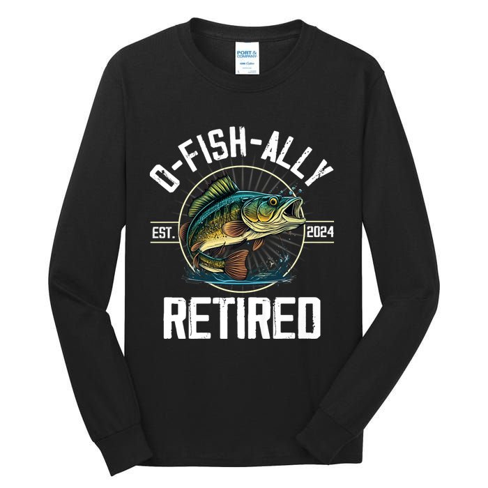 Fisherman Fishing Retirement Gift Ofishally Retired 2024 Tall Long Sleeve T-Shirt