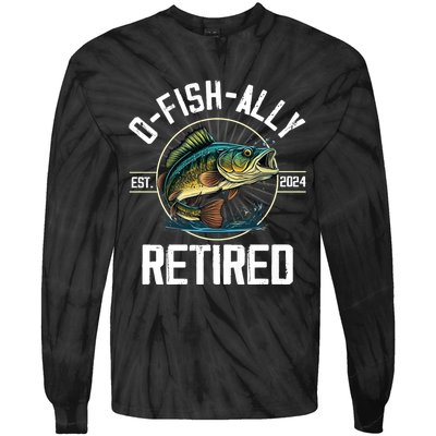 Fisherman Fishing Retirement Gift Ofishally Retired 2024 Tie-Dye Long Sleeve Shirt