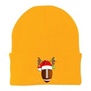 Funny Football Reindeer Santa Hat Christmas Lights Holiday Great Gift Knit Cap Winter Beanie