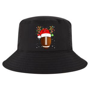 Funny Football Reindeer Santa Hat Christmas Lights Holiday Great Gift Cool Comfort Performance Bucket Hat