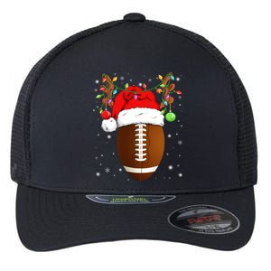 Funny Football Reindeer Santa Hat Christmas Lights Holiday Great Gift Flexfit Unipanel Trucker Cap