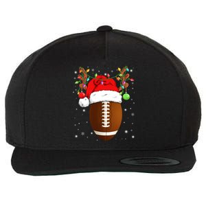 Funny Football Reindeer Santa Hat Christmas Lights Holiday Great Gift Wool Snapback Cap