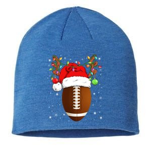 Funny Football Reindeer Santa Hat Christmas Lights Holiday Great Gift Sustainable Beanie