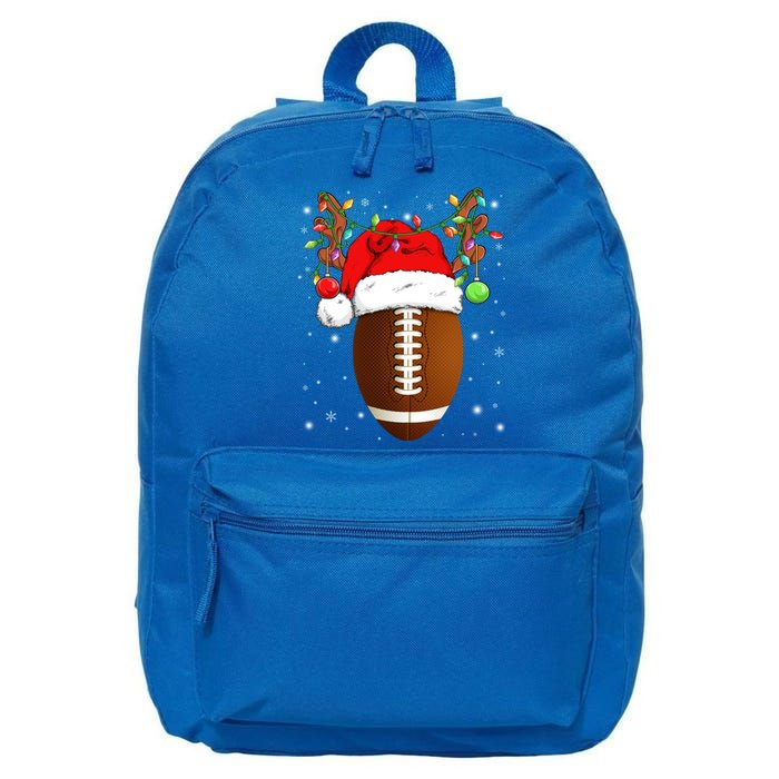 Funny Football Reindeer Santa Hat Christmas Lights Holiday Great Gift 16 in Basic Backpack