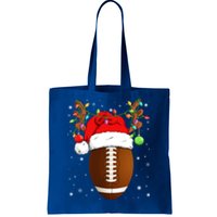 Funny Football Reindeer Santa Hat Christmas Lights Holiday Great Gift Tote Bag