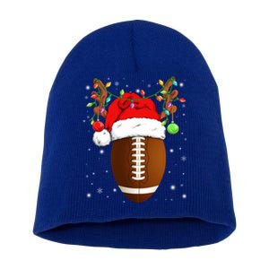 Funny Football Reindeer Santa Hat Christmas Lights Holiday Great Gift Short Acrylic Beanie