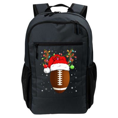 Funny Football Reindeer Santa Hat Christmas Lights Holiday Great Gift Daily Commute Backpack