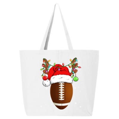 Funny Football Reindeer Santa Hat Christmas Lights Holiday Great Gift 25L Jumbo Tote