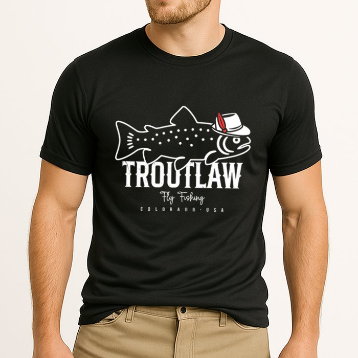 Fly Fishing Rainbow Trout Wearing A Hat Feather Cap Cooling Performance Crew T-Shirt