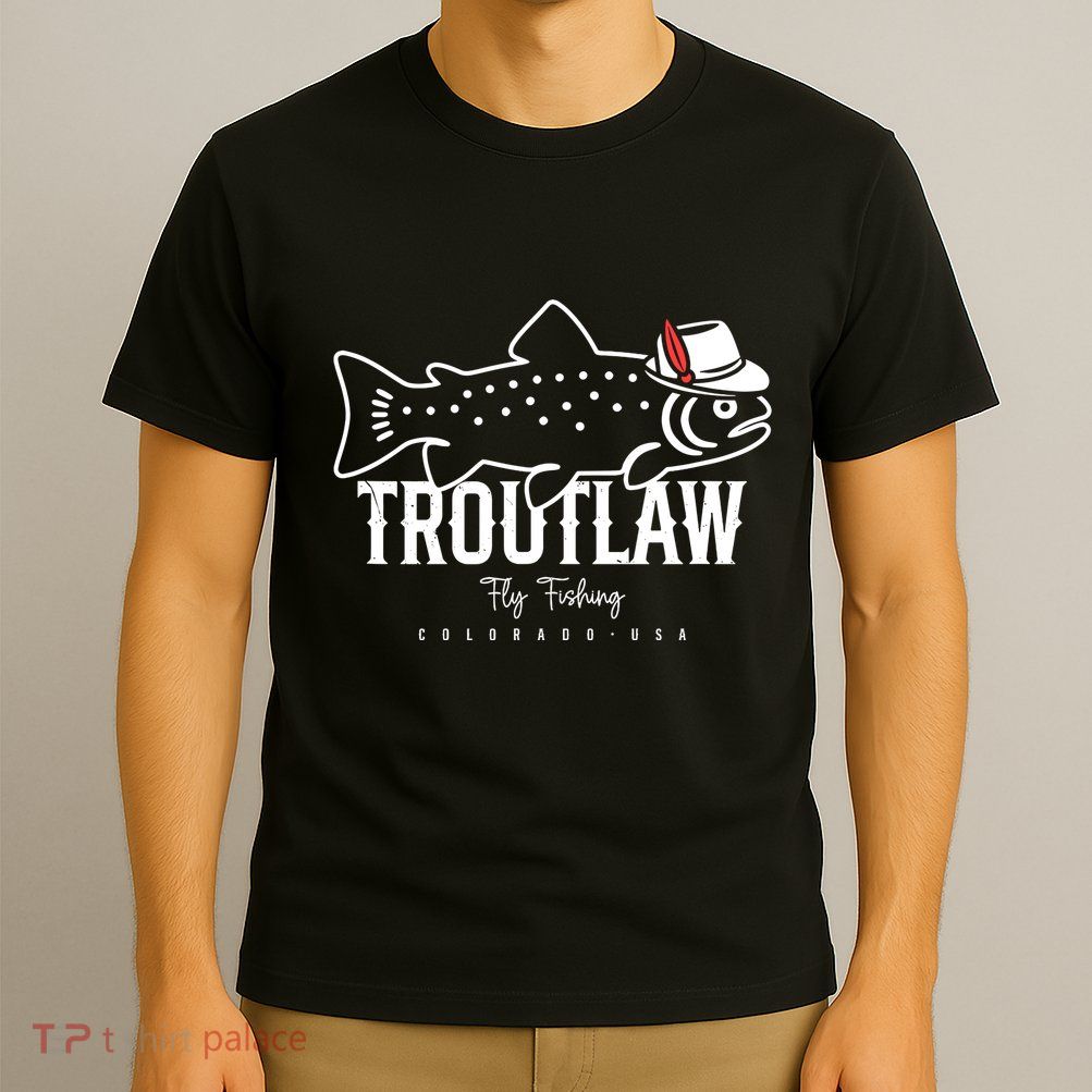 Fly Fishing Rainbow Trout Wearing A Hat Feather Cap T-Shirt