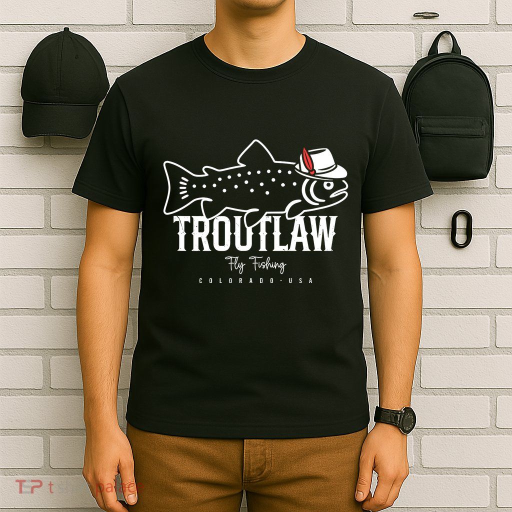 Fly Fishing Rainbow Trout Wearing A Hat Feather Cap T-Shirt