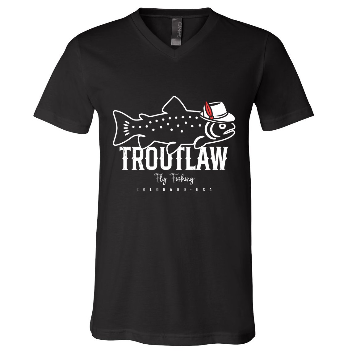 Fly Fishing Rainbow Trout Wearing A Hat Feather Cap V-Neck T-Shirt
