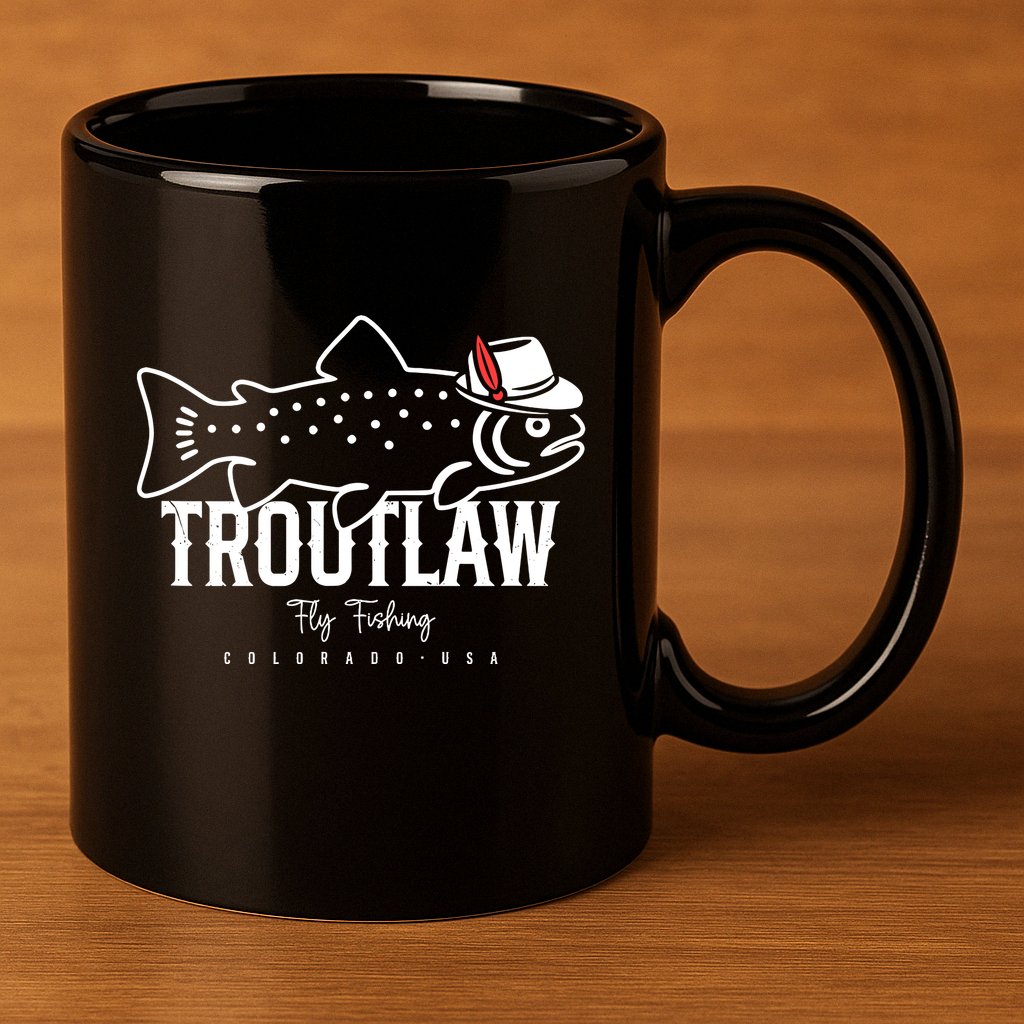 Fly Fishing Rainbow Trout Wearing A Hat Feather Cap 11oz C Handle Ceramic Mug