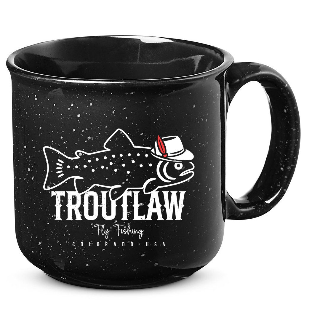 Fly Fishing Rainbow Trout Wearing A Hat Feather Cap 15oz Campfire Ceramic Mug
