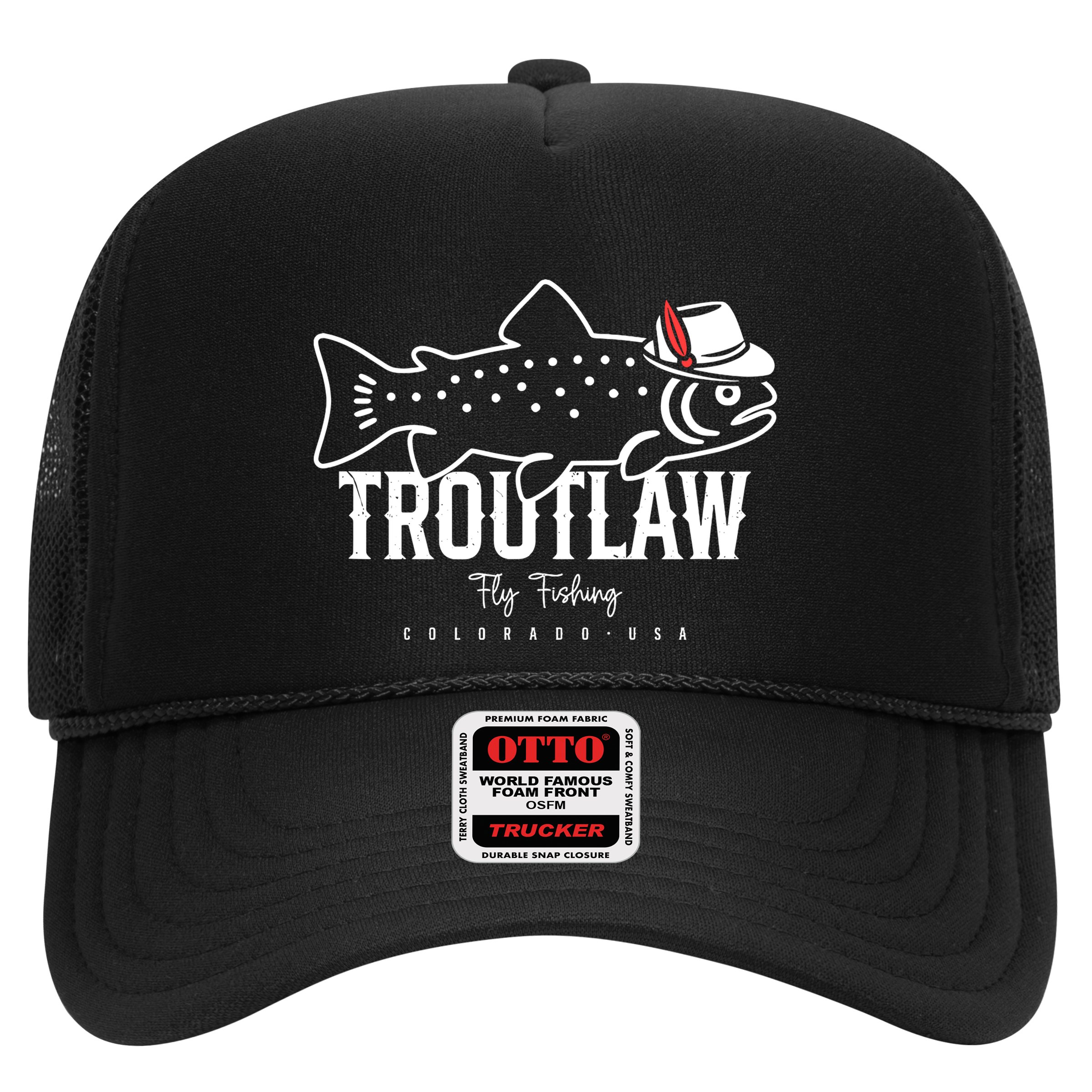 Fly Fishing Rainbow Trout Wearing A Hat Feather Cap Hat