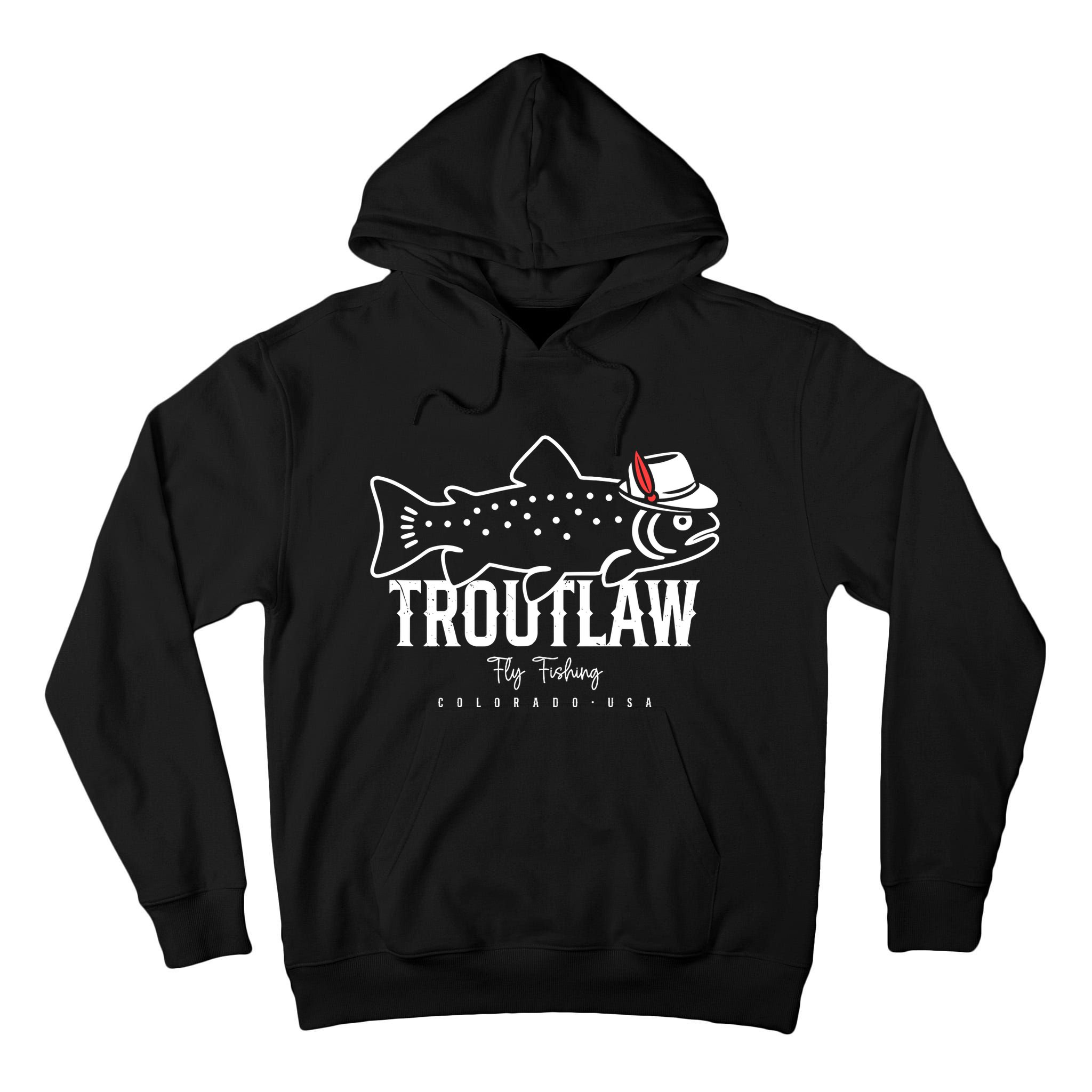 Fly Fishing Rainbow Trout Wearing A Hat Feather Cap Tall Hoodie