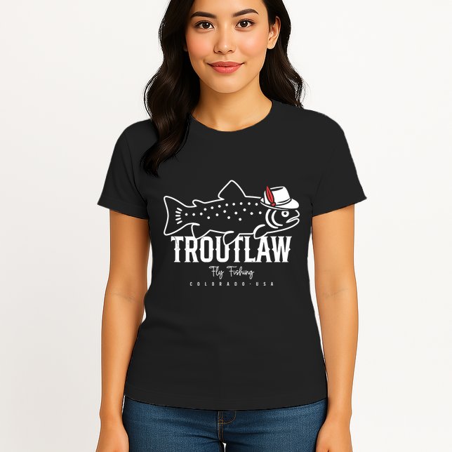 Fly Fishing Rainbow Trout Wearing A Hat Feather Cap Womens T-Shirt