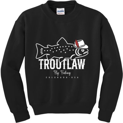 Fly Fishing Rainbow Trout Wearing A Hat Feather Cap Kids Sweatshirt