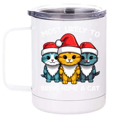 Festive Feline Rescuer Cat Adoption Advocate Most Likely To Bring Home A Cat 12 oz Stainless Steel Tumbler Cup