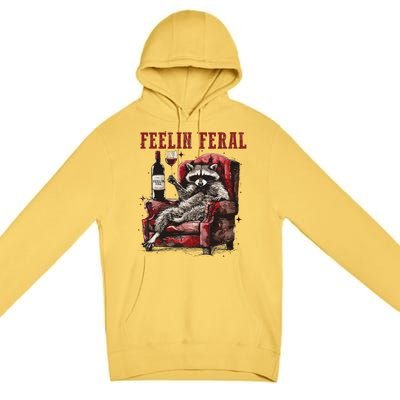 Feeling Feral Racoon Premium Pullover Hoodie