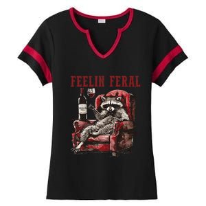 Feeling Feral Racoon Ladies Halftime Notch Neck Tee