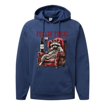 Feeling Feral Racoon Performance Fleece Hoodie