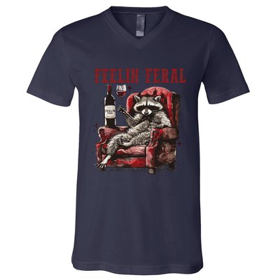 Feeling Feral Racoon V-Neck T-Shirt