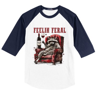 Feeling Feral Racoon Baseball Sleeve Shirt